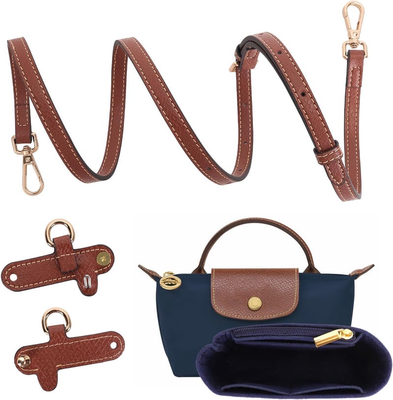 BBKON 2Sets Shoulder Strap for Longchamp Bag Women, Purse Organizer, No-Punch Length Adjustable Leather Replacement Strap - Image 1